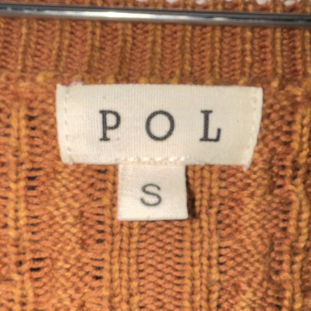 POL Brown Plaid Cable-Knit Embroidered Cardigan Sweater Women's Size S - Picture 4 of 5